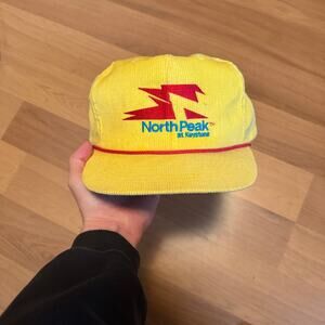 Vintage 80's North Peak Keystone Ski Resort Yellow Corduroy Roper Snapback Hat